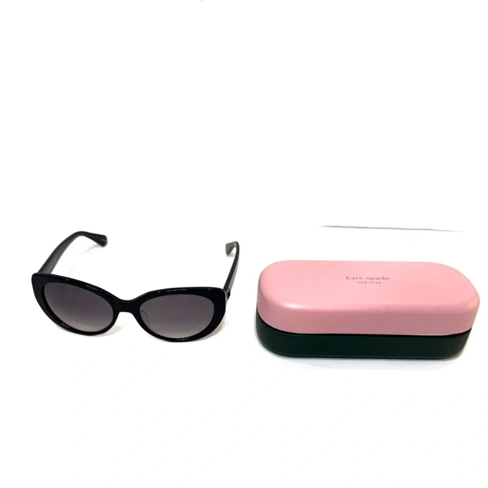 KATE SPADE NEW YORK Black Everett Round Cat Eye Sunglasses NWT
